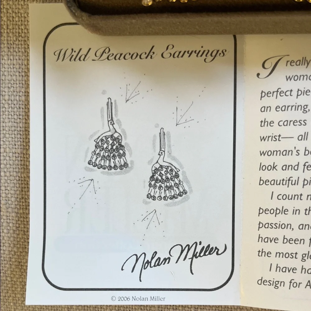 Nolan Miller Wild Peacock Gold Crystal Drop Earrings - Picture 4 of 6